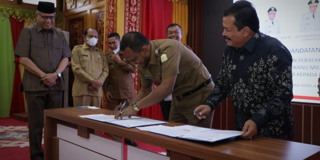 Pemkab Aceh Timur Serahkan Aset Pemekaran kepada Pemko Langsa